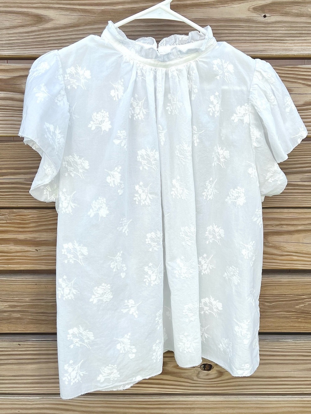 Trovata Birds of Paradis White Embroidery Carla Top Blouse Cotton Women’s Size L